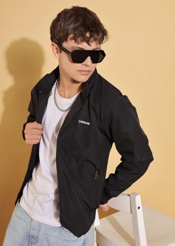 Image of Dollar Men's Polyester Solid Windcheater Jacket With Zipper Pockets