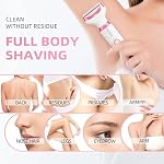 Bikini Trimmer for Women- Electric Shaver for Legs Underarms- Rechargeable Body Razors and Hair Remover for Armpits/Legs/Face/Arms/Eyebrows/Nose- 4 Detachable Heads and IPX7 Waterproof