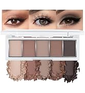 5 Color Eye Shadow Palette Makeup, Nude Coffee Brown Dark Brown Black, Velvety Matte Finish, High...