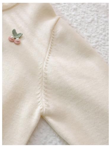 Girl's Cherry Applique Cardigan Sweaters Cute Pearl Crewneck Button Down Long Sleeve Jackets Outerwear3