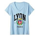 Mujer Lyon Francia Lyon viaje familiar vacaciones Francia ciudad Lyon casa Camiseta Cuello V