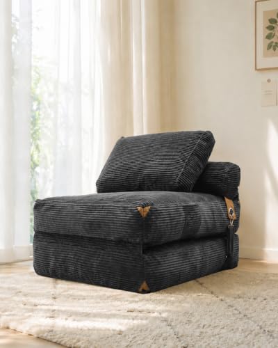 Combet Chauffeuse 1 Place Pliable 170x85 cm – Canapé Lit Convertible pour Adulte, Fauteuil en Mousse Haute Densité avec Matelas de Sol, Gain de Place pour...
