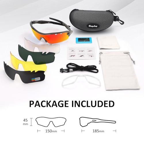 Image of BangLong Polarized UV400 Sports Sunglasses with 5 Lenses for Men Women