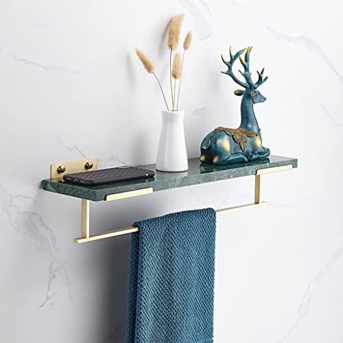 Étagère de salle de bain en laiton brossé et marbre blanc de 50 cm