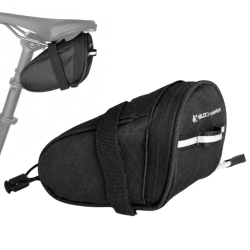Image of VeloChampion Bike Saddle Bag, 1 Litre Bicycle Travel Bag, Black