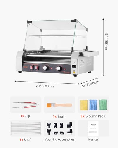 image for VEVOR Hot Dog Roller, 18 Hot Dog 7 Rollers, Stainless Steel Sausage Gr