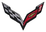 Corvette Racing Flags Sports Cars Embroidered Iron on Sew on 5 inch Patch
