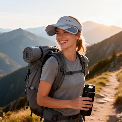 Image of Marrywindix Sport Wear Athletic Visor Sun Sports Visor Hat Adjustable Cap with Retractable Brim for Women and Men