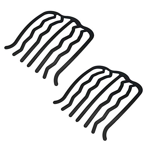 Kukiwhy 2 Pcs Vintage Alloy Paint U Shape Black Hair Side Combs Hair Tools for Hairstyle Hair Accessories Hair Side Combs Updo Combs Work Party Gifts for Women and Girls（Black）