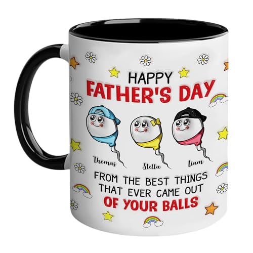 Halaiy99 Personalized Happy Father’s Day From The Best Thing That Ever Came Out Of Your Balls Mug, Funny Gift For Dad Papa Grandpa, Father’s Day Gifts From Son, Daughter, 3D Inflated Effect Cup