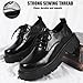 Men's Leather Lace Up Platform Oxfords Round Toe Chunky Heel Lug Sole Heightening Soft Bottom Derby Casual Shoes Classic Work Office Business Dress Shoes (Black,13)
