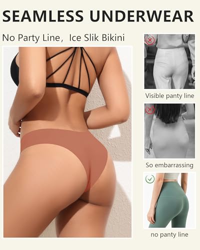 Image of LEVAO Seamless Underwear for Women No Show Cheeky Bikini Panties Stretch V Cut Panty S-XL (Regular & Plus Size)