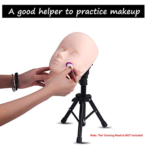 Adjustable Wig Head Stand Tripod Mini Mannequin Head Stand Metal Holder For Mannequin Head, Hairdressing Training Head Mold Mannequin Salon Hair Clamp, Black #TOP2