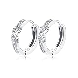 EZ Tuxedo 925 Sterling Silver Infinity Clip On Hoop Earrings with Cubic Zirconia Birthday New Year J