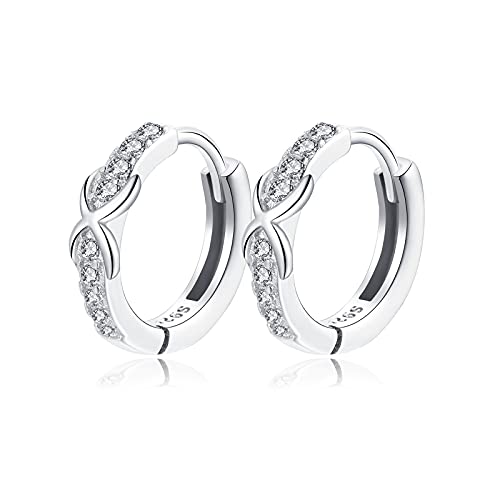 Ez Tuxedo 925 Sterling Silver Infinity Clip On Hoop Earrings With Cubic Zirconia Birthday New Year Jewelry Gifts For Women Girls #TOP14