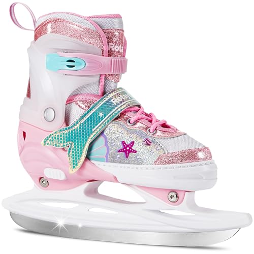 Mermaid Tail Girls Ice Skates, Adjustable Ice Skates for Kids Youth Ages 3-12,...