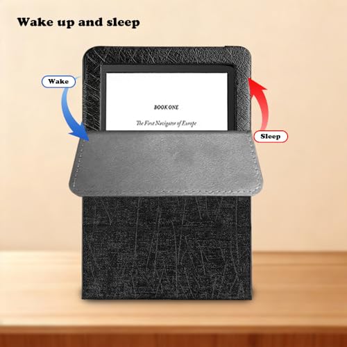 AKLiSa Case for 6” Kindle (7th Generation, 2014 Release) e-book Case Intelligent Classic Advanced Leather cover With Auto Sleep/Wake for Kindle (Model No. WP63GW) (black) - Image 2