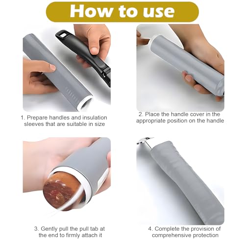 GoHere Silicone Pot Handle Cover Heat Resistant Fit Any Handles of Wok and Cookware Non-Slip Cast Iron Skillet Pan Handle Sleeve Suit for Pots and Pans Set (2, Medium) - Thumbnail 3