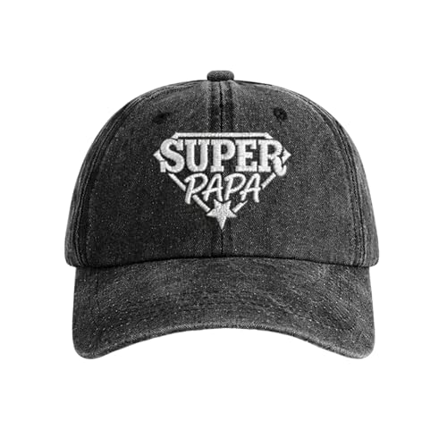AHEZQILU Casquette Super Papa Brodée, Cadeau Fête des Pères pour Papa, Coton Lavé Réglable, Cadeau Papa Homme Anniversaire Plein Air