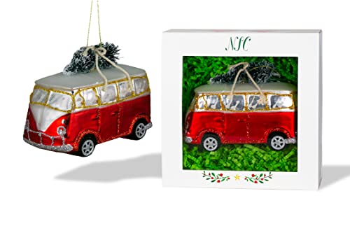 North Star Christmas | Van with Christmas Tree Glass Ornament | Vehicles & Career Collection