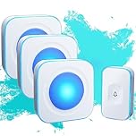 Wireless Doorbell 1200Ft Waterproof Door Bells for Home Plug in doorbell for Hearing Impaired Deaf Doorbell Flashing Light 36 Ringtones 4 Volume 1 Button & 3 Receivers White JSIEEM