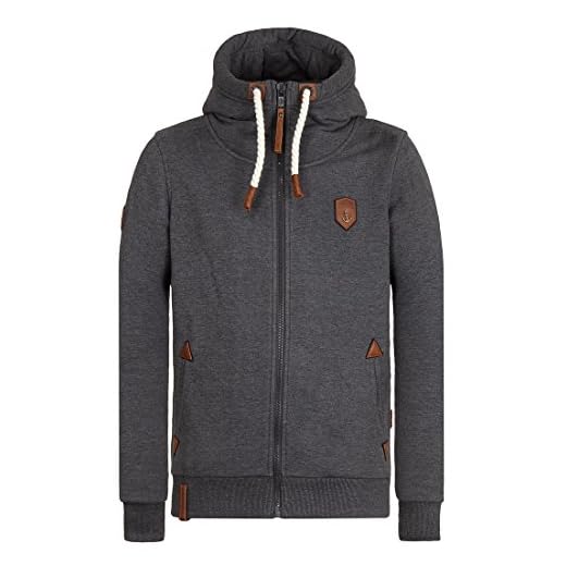 Naketano Herren Kapuzenjacke Schwarzkopf Kapuzenjacke anthracite melange Small