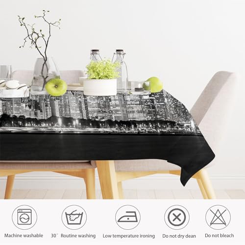 Nappe 3D rectangle New York grise en polyester 140x180 cm pour table