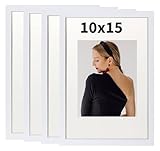 Truevaste 4 Set Bilderrahmen 10x15 cm, Weiß MDF Fotorahmen, Klassischer Bilder Rahmen für Wand Tischbilderrahmen, Picture Frame für Poster Dokument Hochzeitsfotos Abschlusszeugnis Jubiläum Geschenk