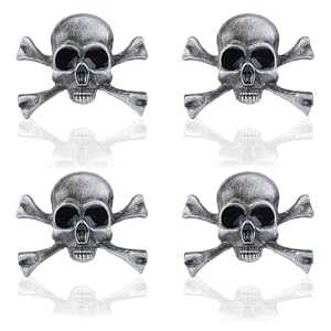 SUPERFINDINGS - Broche de calavera gótico, estilo punk, broche esqueleto, broche de calavera de aleación para hombre, mujer, abrigo de tela, 4 unidades
