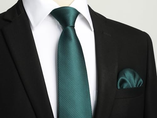Image of HISDERN Mens Ties Solid Color Tie and Pocket Square Set Classic Woven Formal Neckties & Handkerchief Wedding Party