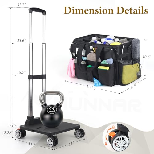Rolling Cleaning Caddy Bag with Detachable Trolley, Multi-Functional Portable Cleaning Cart Supplies Organizer for Housekeeping and Domestic Cleaning, Cleaning Caddy with Wheels, Black by MUNNAR - Used condition - Image 4