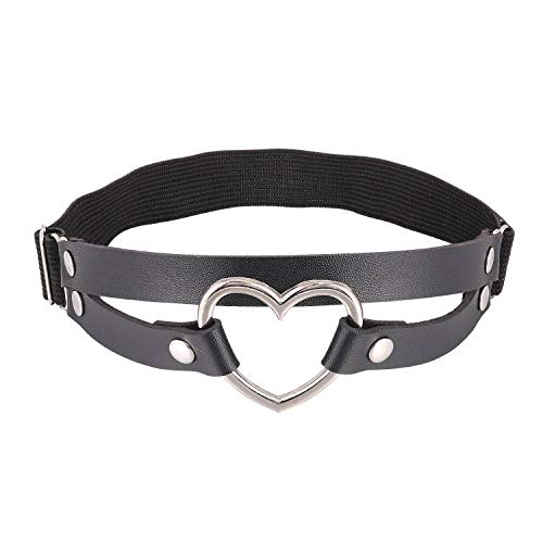 Fm Fm42 White Pu Simulated Leather Women's Gothic Double Straps Heart O Ring Leg Thigh Elastic Garter Belt, One Pair #TOP3