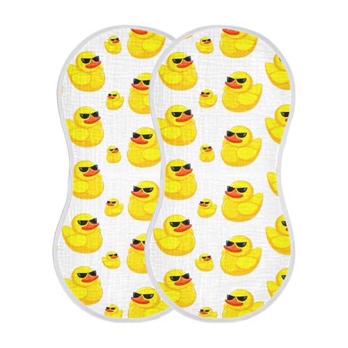 Duck Sunglasses Yellow Baby Burp Cloths Cotton Washcloths Soft Absorbent Burping Rags for Baby Girl Boys Muslin Burp Cloths 1 Pack2