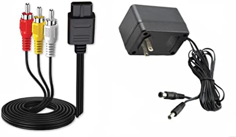 AC Power Supply + Audio Video RCA AV Cable Adapter Cord To External TV Screen Monitor For Super Nintendo SNES Nes Genesis 1 Systems Game Console Bundle Set
