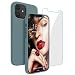 Produktbild JASBON Silikon Hülle Kompatibel mit iPhone 12 Mini,Shockproof [1 Hülle &1 Panzerglas] Gel Rubber Protection Handyhülle für iPhone 12 Mini Cover 5.4 inch 2020-Pine Green