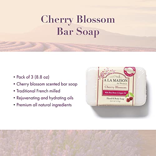 A La Maison Cherry Blossom Bar Soap - Triple French Milled Natural Moisturizing Hand Soap Bar (3 Bars Of Soap, 8.8 Oz) #TOP1