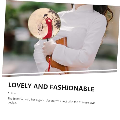 HOOTNEE Abanico Vintage Redondo De Palacio Ventilador Tradicional Chino para Baile Y Decoración Ligero Y Portátil 14X9.4 Pulgadas - imagen 2