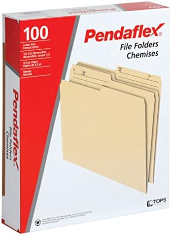 Pendaflex File Folders, 100/Box, 1/2 Cut Tab, Letter Size, Manila, Durable & Tear-Resistant File Organizers for Office, Home & School Filing Systems, Reversible & Eco-Friendly Design - View 5