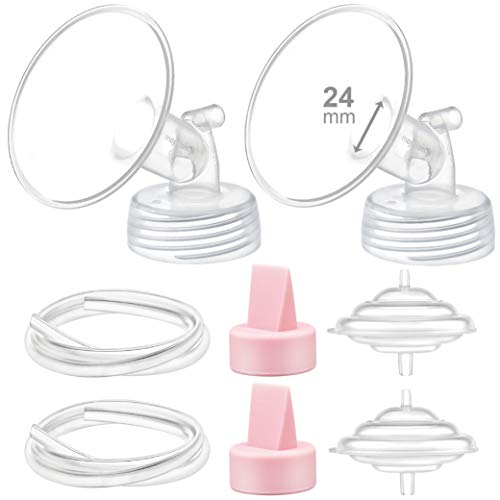 Image of Maymom Pump Part Compatible with Spectra S2 Spectra S1 9 Plus Breastpump Not Original Spectra Replacement Pump Part 24mm Spectra Flange Spectra Duckbill Valve Pink