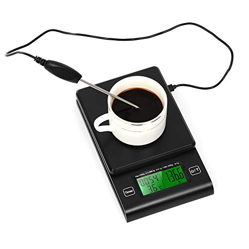 Decdeal Balança de Café Digital Multifuncional Cozinha Escala de Alimentos com Sonda de Temperatura