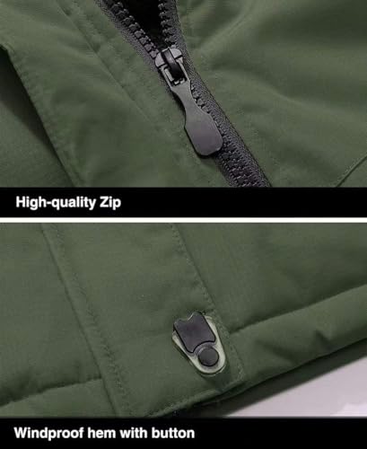Foto von MAGCOMSEN Winterjacke Herren Wasserdicht Skijacke Winddicht Jacke Parka Übergangsjacke Fleecefutter Softshelljacke Winter Snowboardjacke Outdoor Wanderjacke Casual Jacke Armeegrün S