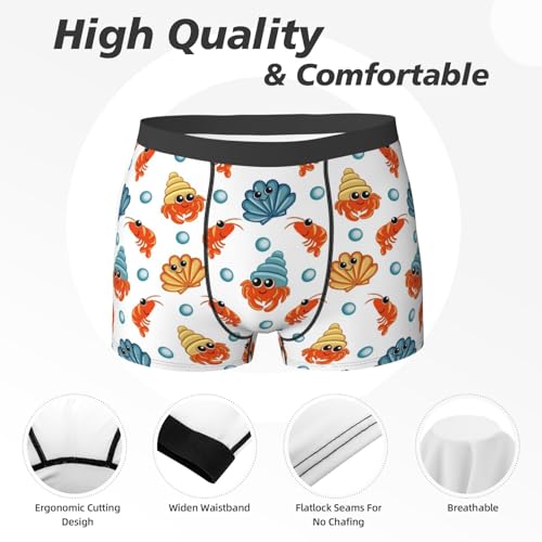 Mens Underwear - Boxers for Men, Hermit Crab Shrimp Scallop Boxer Briefs for Men Pack, Mens Boxer Briefs2