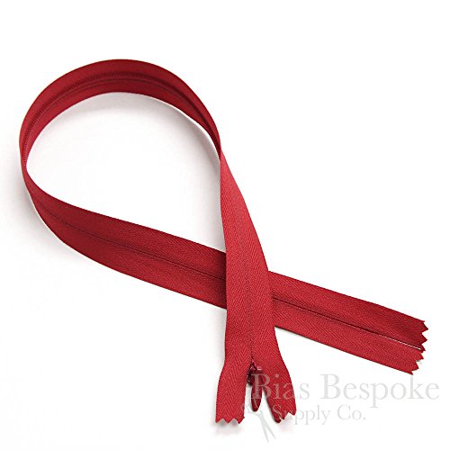 Set Of 12 Tango Red Invisible Zippers, 20 Inch, Bias Bespoke Brand #TOP1