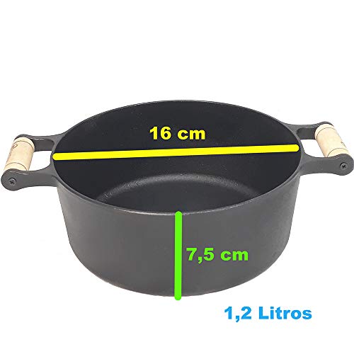 Panela Caçarola De Ferro Fundido e Cabo De Madeira 1.1l Ø 15.6 Nº 16 - Santana