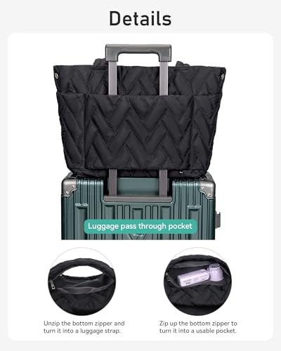 Bolso tote acolchado para mujer Peacocktion, ligero, para laptop, trabajo, escuela, profesora, enfermera, viaje y gimnasio miniatura 5