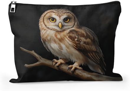 Cafl Makeup Bag Cosmetic Bag for Women Large Capacity Make Up Bag-10 * 8inch, Majestic Perched Owl
