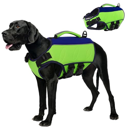AOFITEE Ripstop Hunde Rettungsweste für Kleine Mittel Große Hunde, Reflektierend Schwimmweste Hund für Schwimmen Bootfahren, Einstellbar Hundeschwimmwestemit Rettungsgriff und überragendem Auftrieb