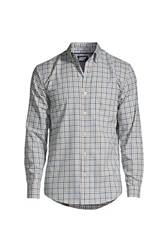 Lands' End Mens Traditional Fit No Iron Twill Shirt Baltic Teal Mutli Check Regular XX-Large