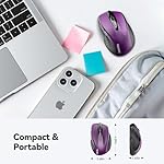 TECKNET Wireless Mouse, 2.4G Ergonomic Optical Mouse, Computer Mouse for Laptop, PC, Computer, Chromebook, Notebook, 6 Buttons, 24 Months Battery Life, 2600 DPI, 5 Adjustment Levels - Purple - Image 2