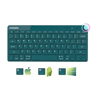 iVOOMi Finn Green Wireless 2.4 GHz/Dual BT Keyboard, BIS Approved, Noiseless Switches, Multimedia Keys with Rupees Key and Volume Knob, on/Off Switch, Win/Mac/Linux/Android, 1 Year Warranty